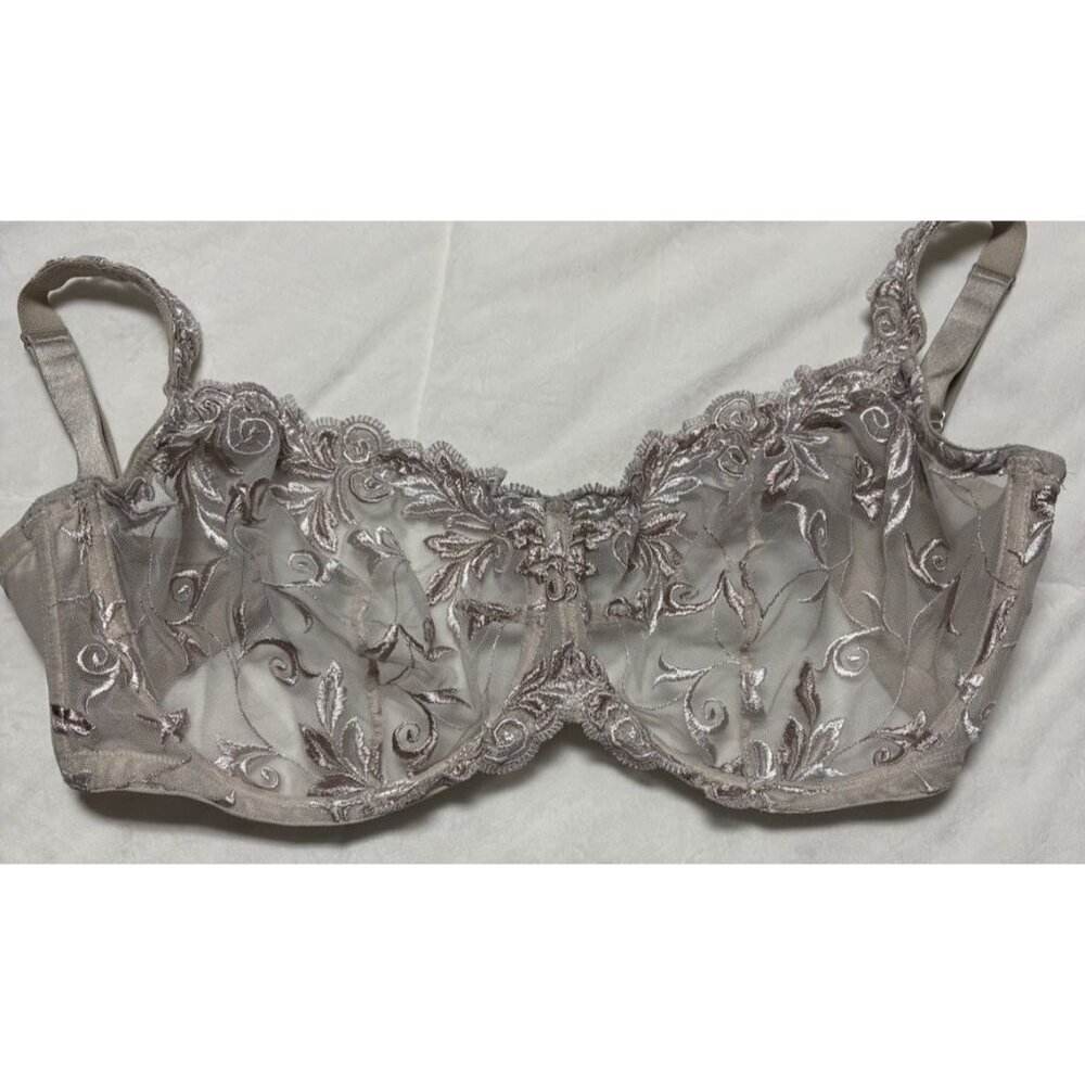 Soma Sheer Embroidered Balcony Bra in Light Taupe